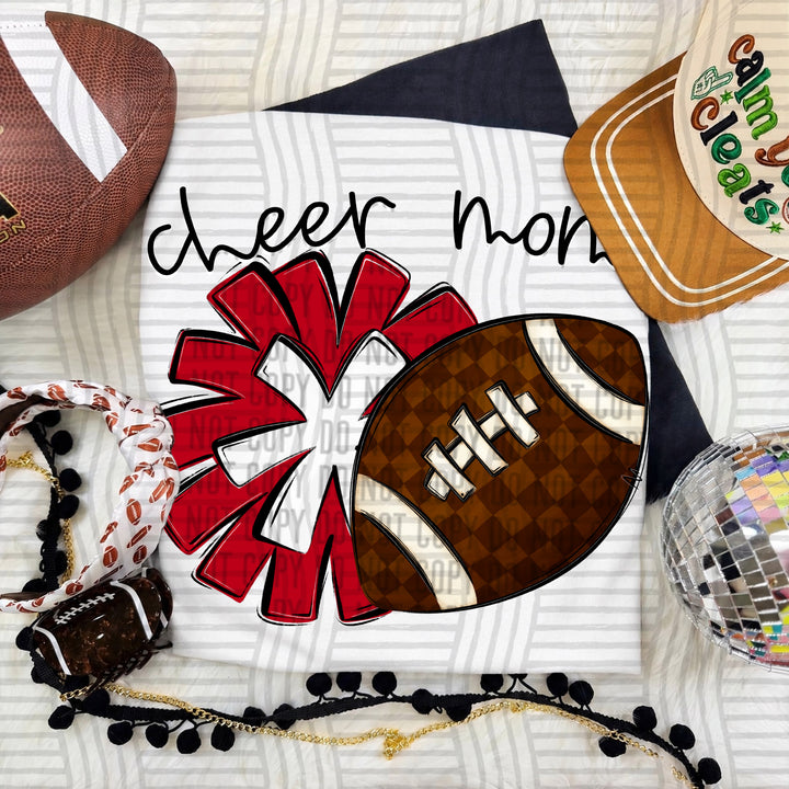 Cheer Mom DTF transfer in Cherry & White