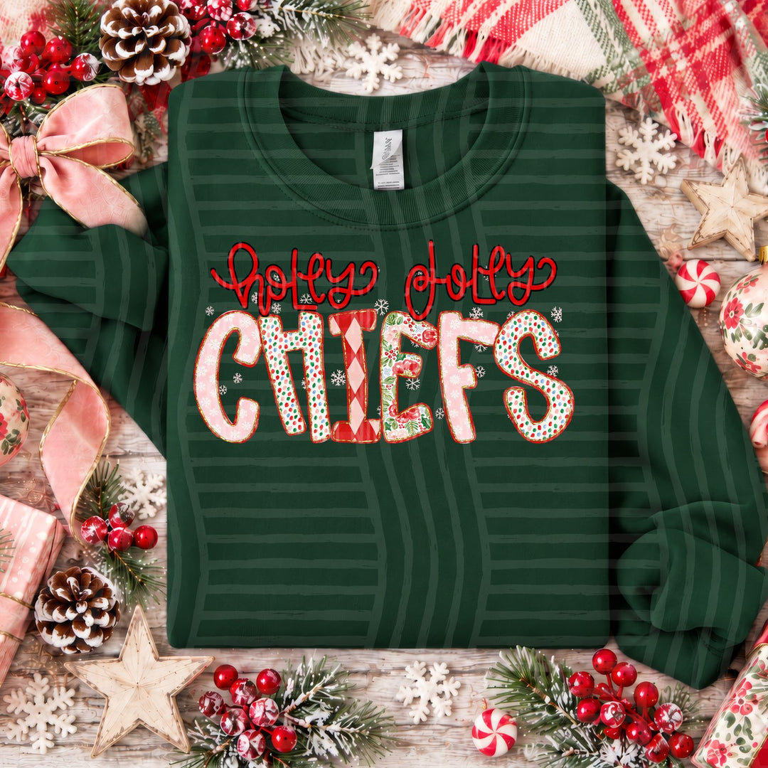 Chiefs Holly Jolly Confetti Mascots DTF transfer