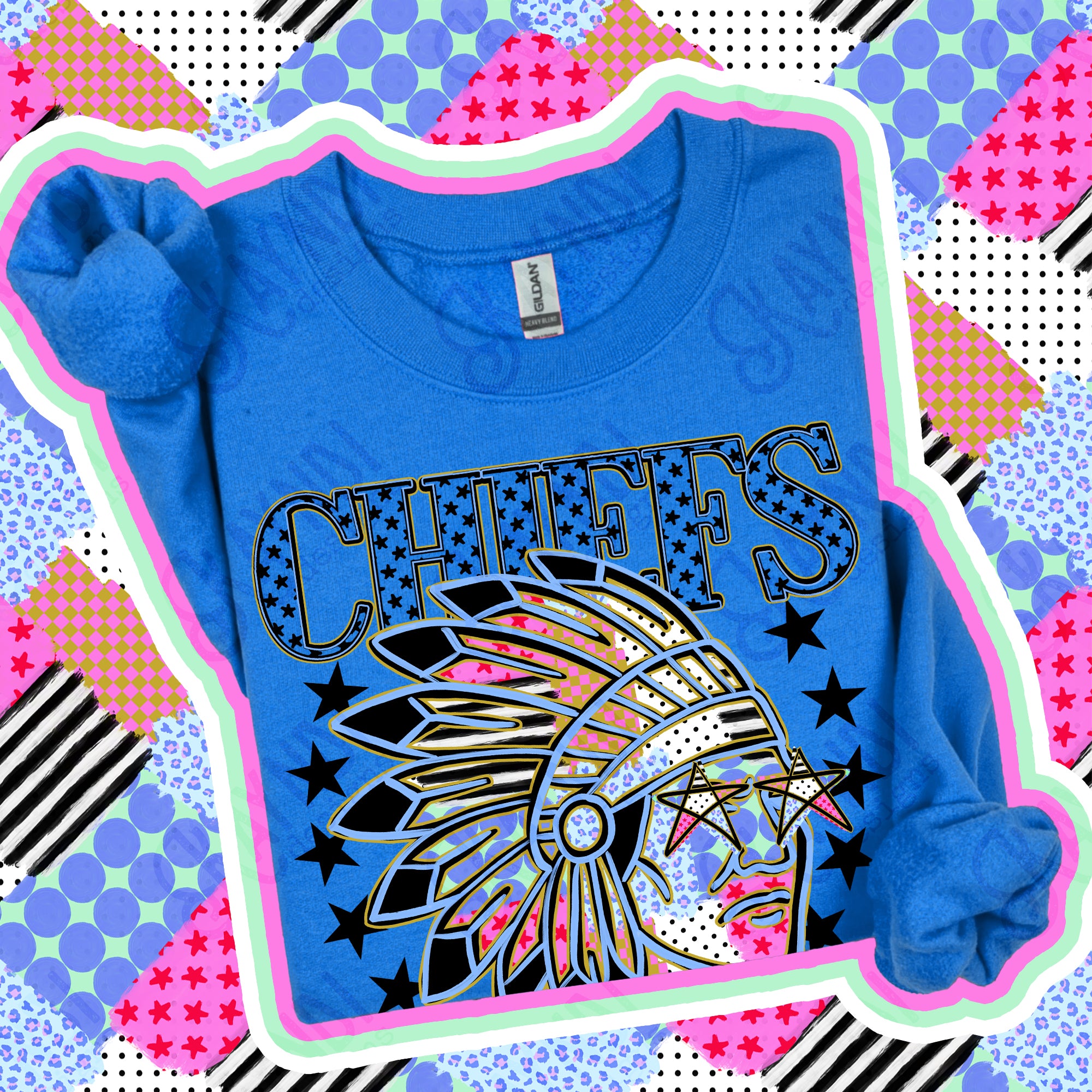 Patchwork Varsity Stars Mascots Chiefs design