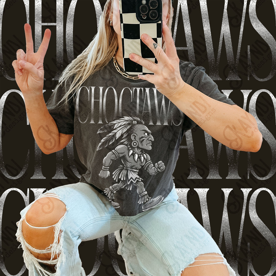 Halftone Mascots Choctaws 2 DTF transfer mockup