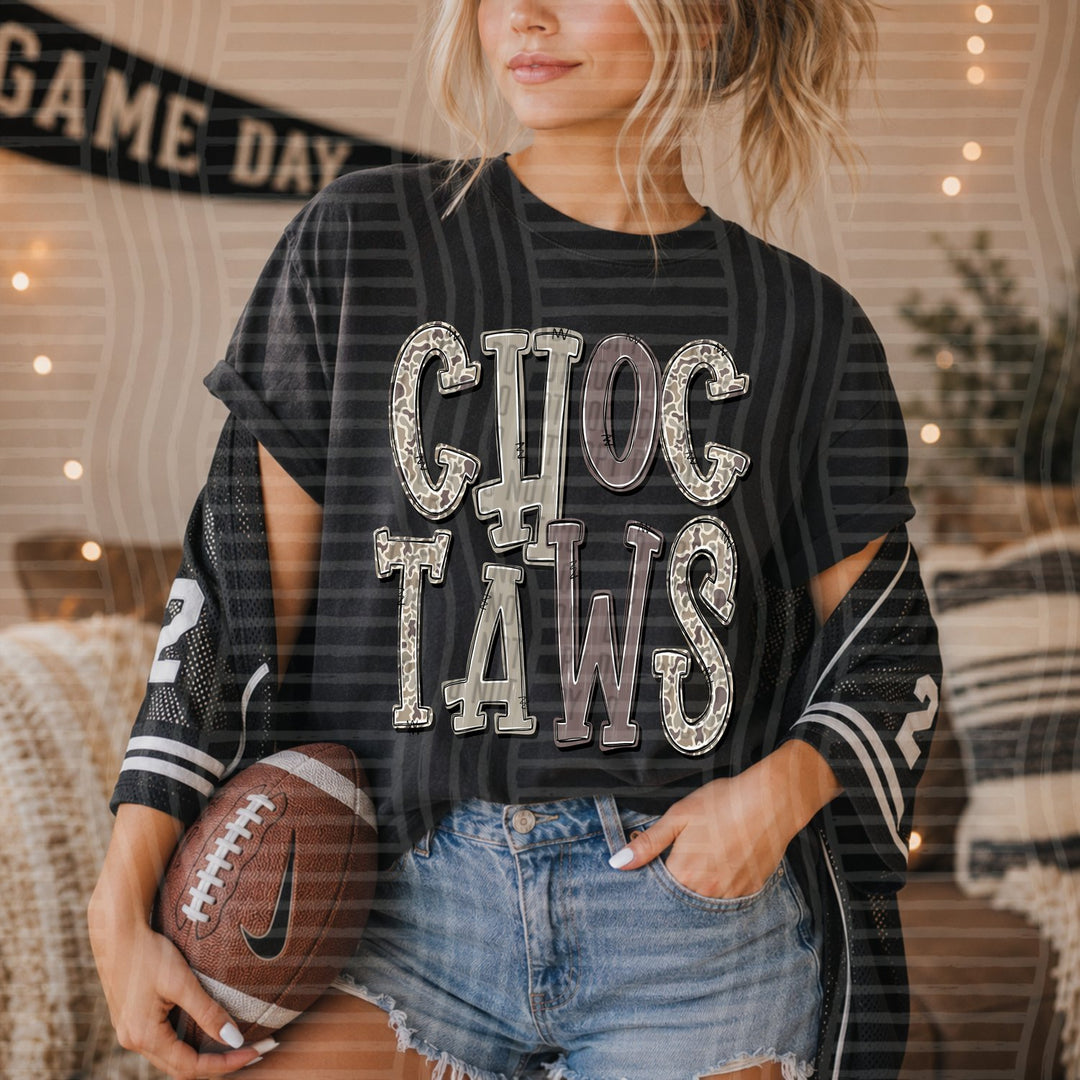 Choctaws Camo Jumble Mascots DTF transfer