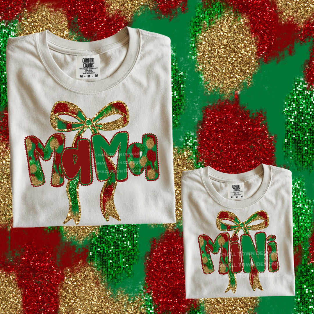 Christmas Glitter Bow Custom Nickname