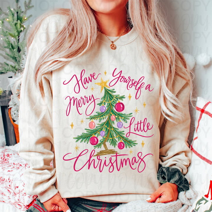 Have Yourself a Merry Little Christmas Christmas design on a finished tee or sweatshirt – Lovie T Designs