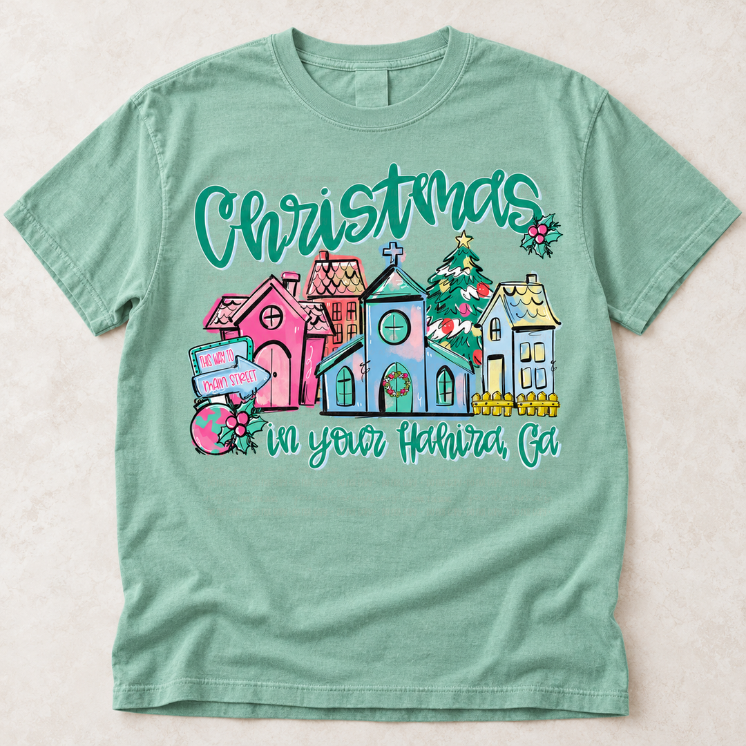 Christmas in a Small Town customizable DTF transfer mockup
