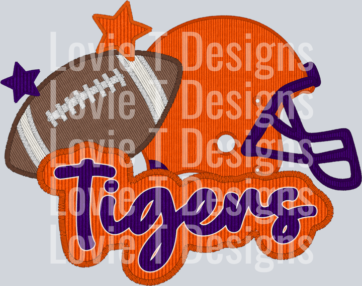 Clemson Tigers Helmet and Football Faux Applique