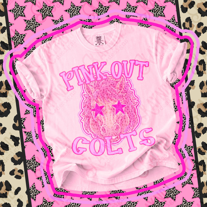 Colts 5 Pink Out Mascots mascot DTF transfer