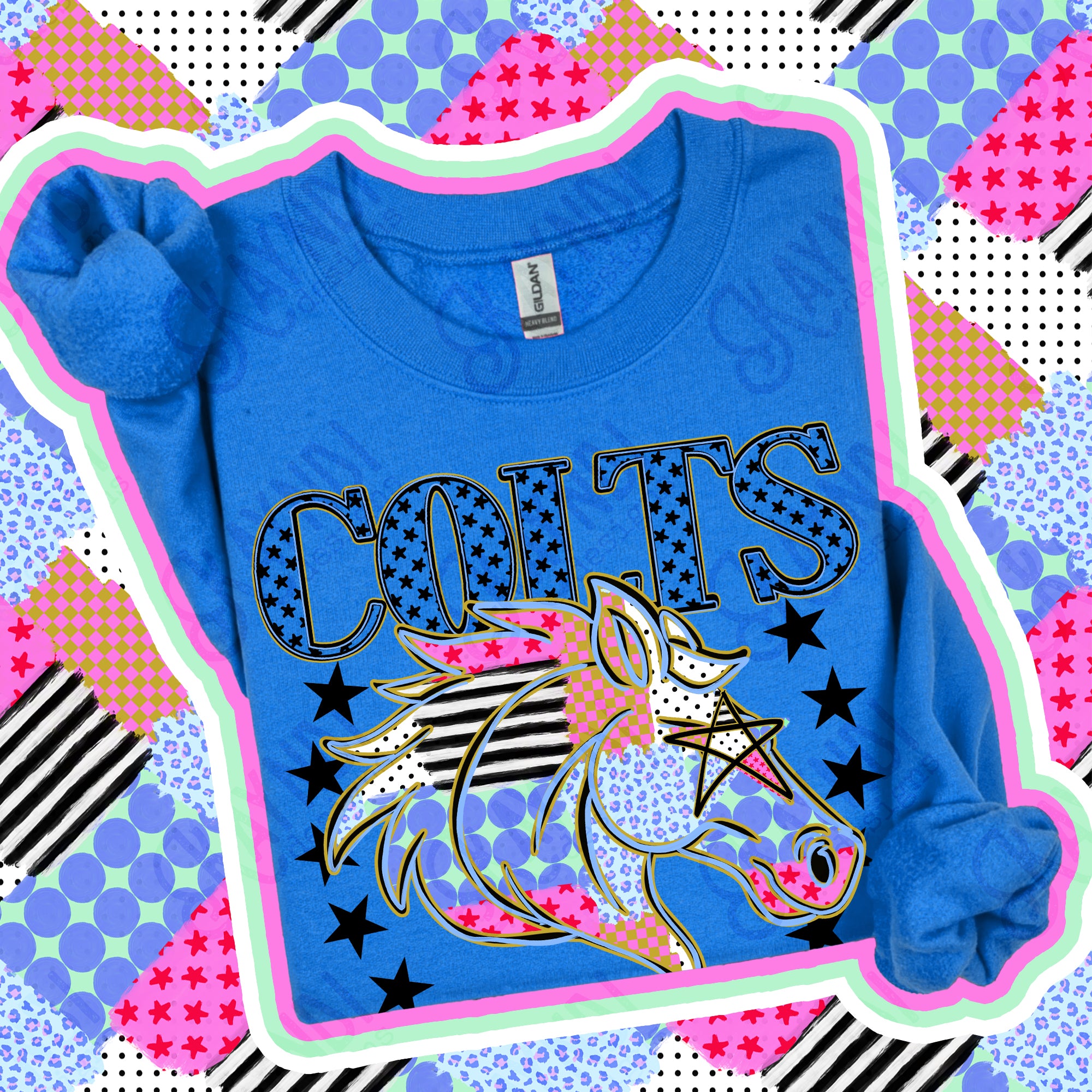 Patchwork Varsity Stars Mascots Colts design