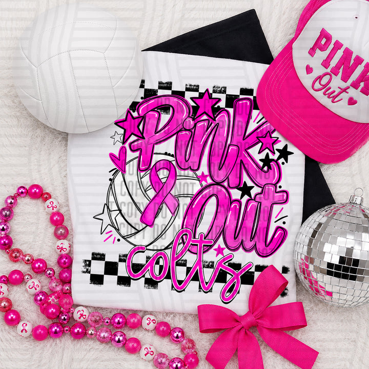Colts Pink Out Volleyball mascot DTF transfer