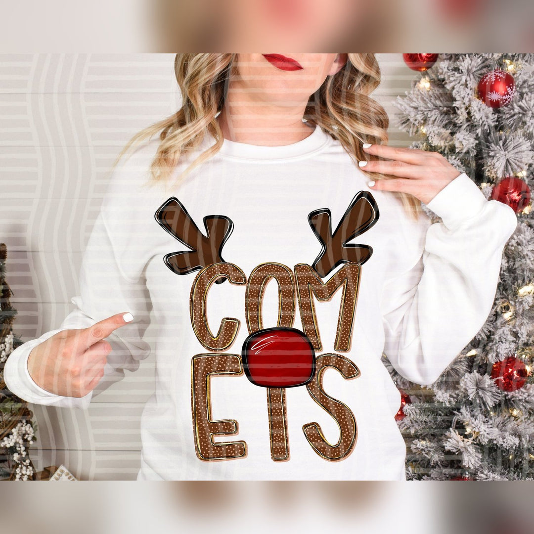 Comets Deer Antler Mascots DTF transfer