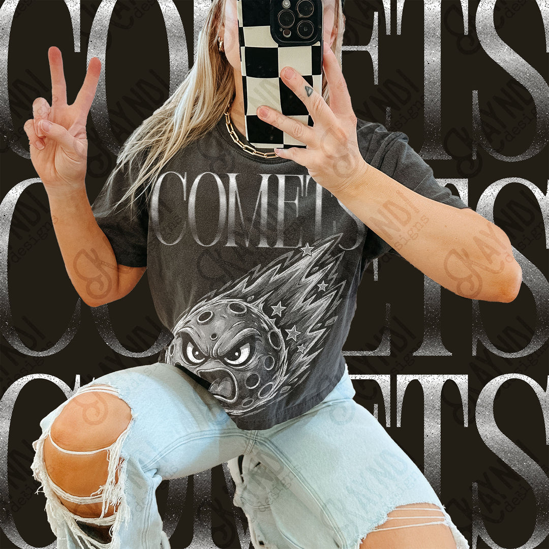 Halftone Mascots Comets DTF transfer mockup