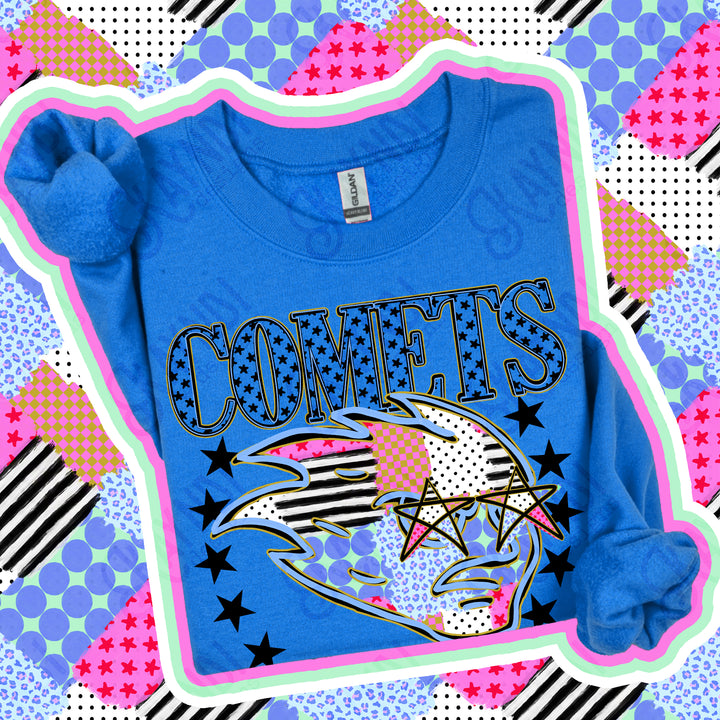 Comets Patchwork Varsity Stars mascot DTF transfer