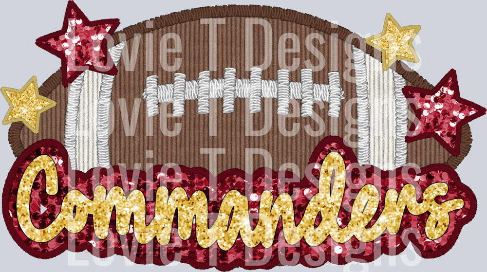Commanders Football Faux Applique