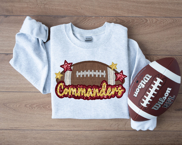 COMMANDERS FOOTBALL FAUX APPLIQUE