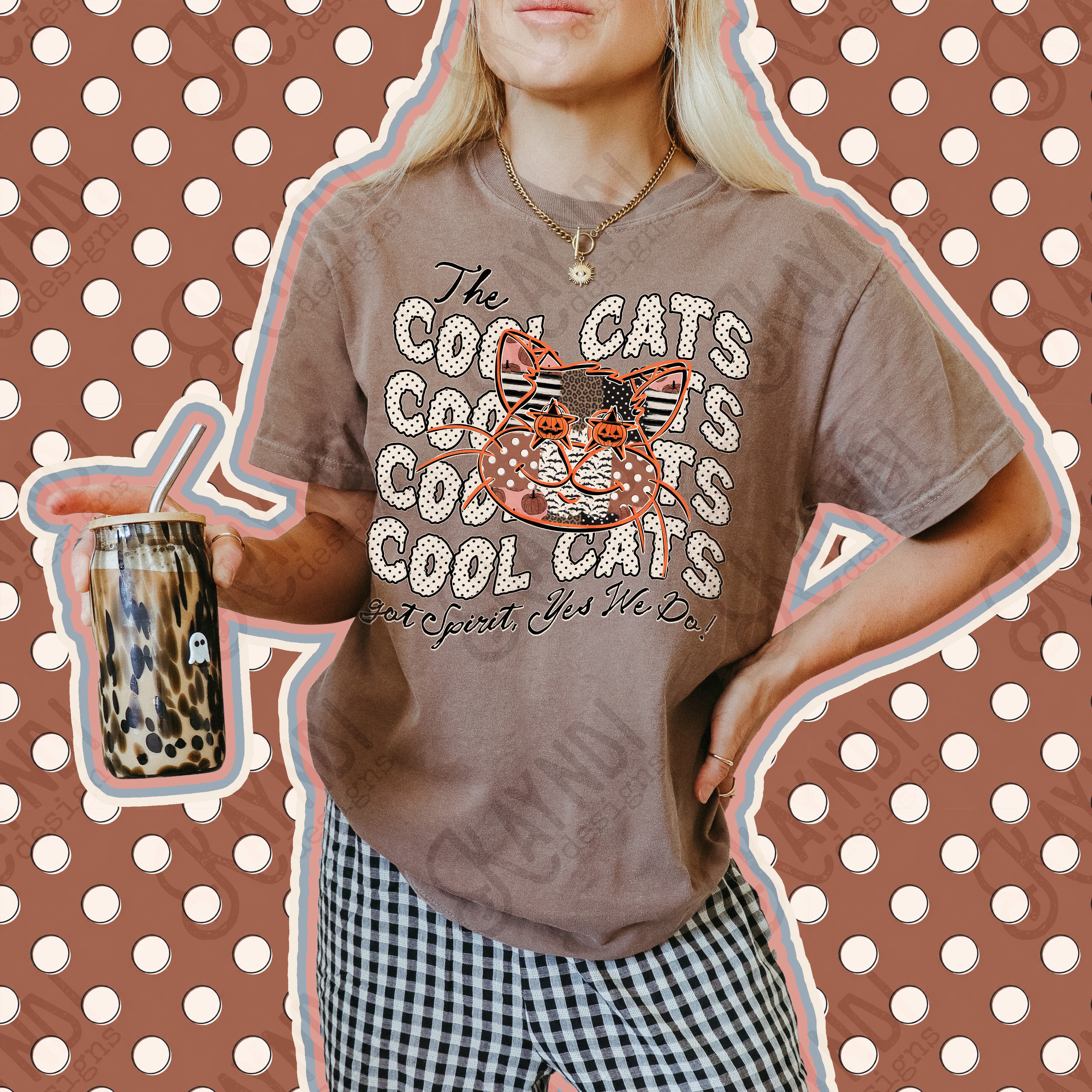 Patchwork Pumpkin Spirit Mascots Cool Cats design