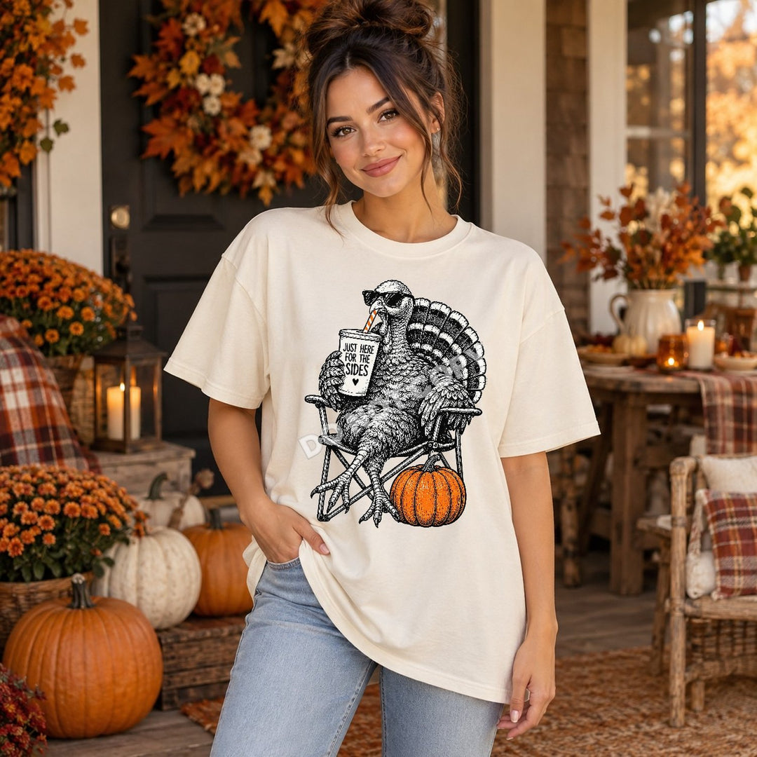 Cool Turkey Relaxing with Pumpkin Thanksgiving DTF transfer mockup