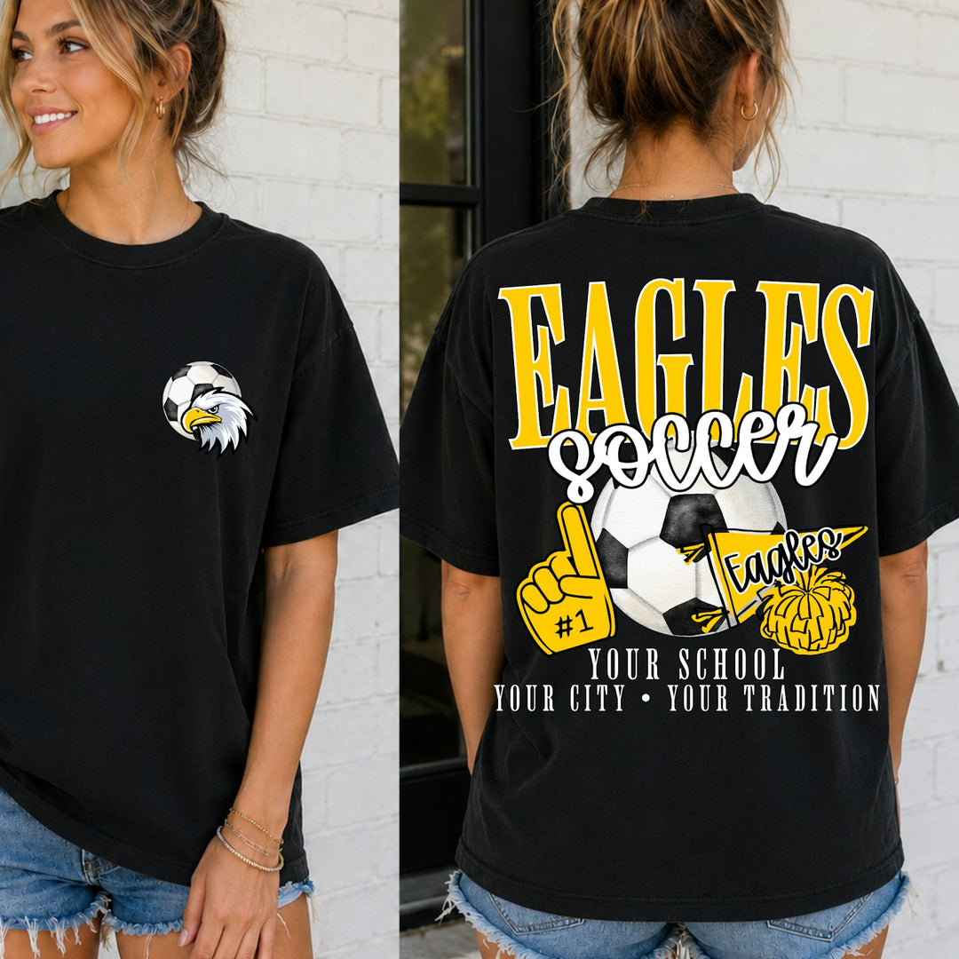 Soccer School Spirit Mascot customizable DTF transfer mockup