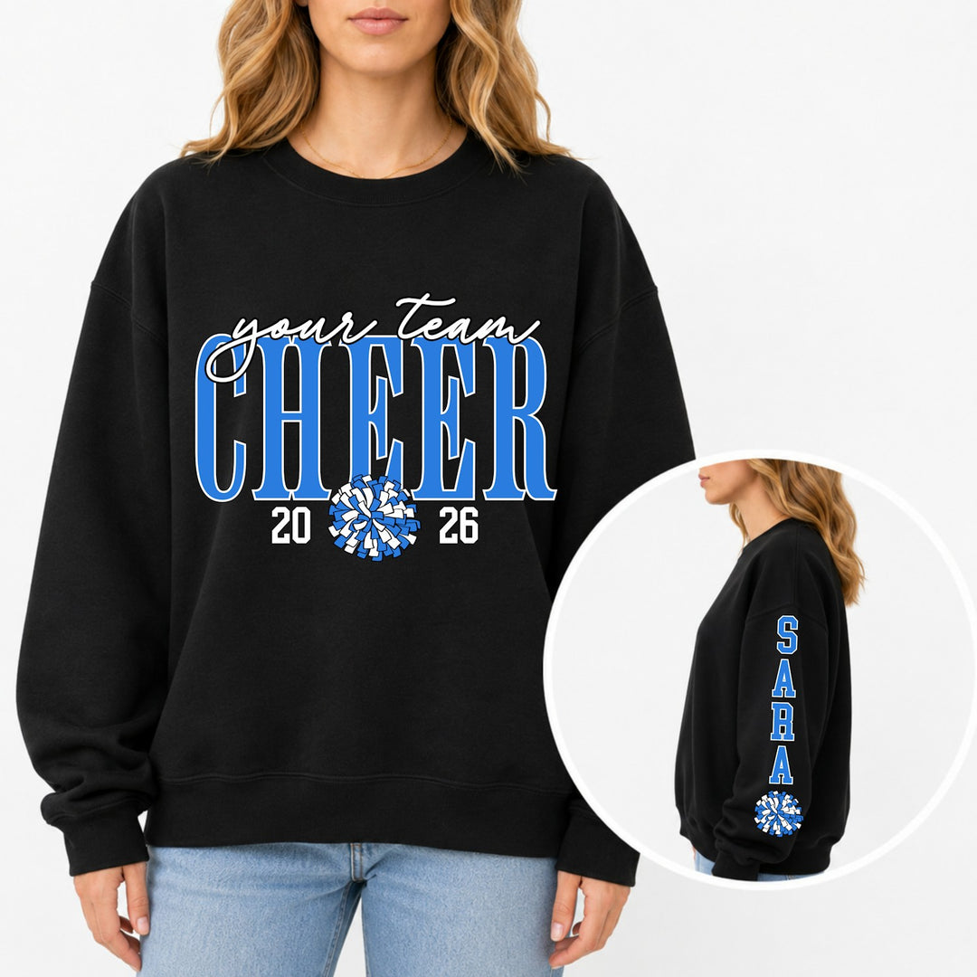 Cheer with Pom and Sleeve customizable DTF transfer mockup