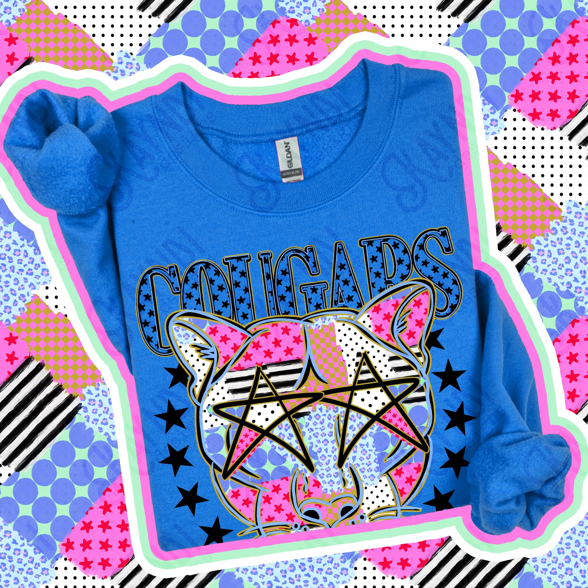 Patchwork Varsity Stars Mascots Cougars 2 design