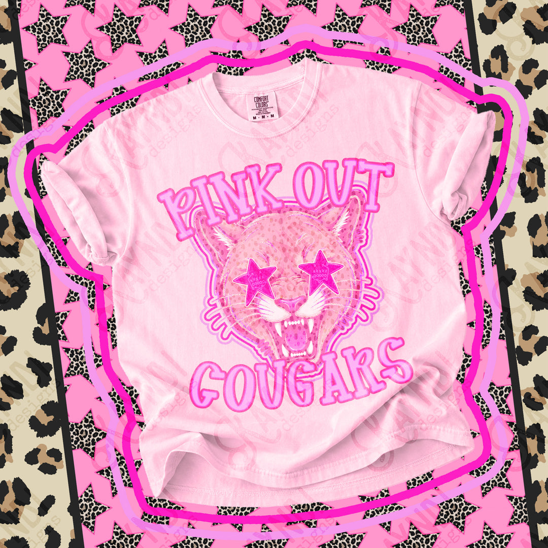 Cougars Pink Out Mascots mascot DTF transfer