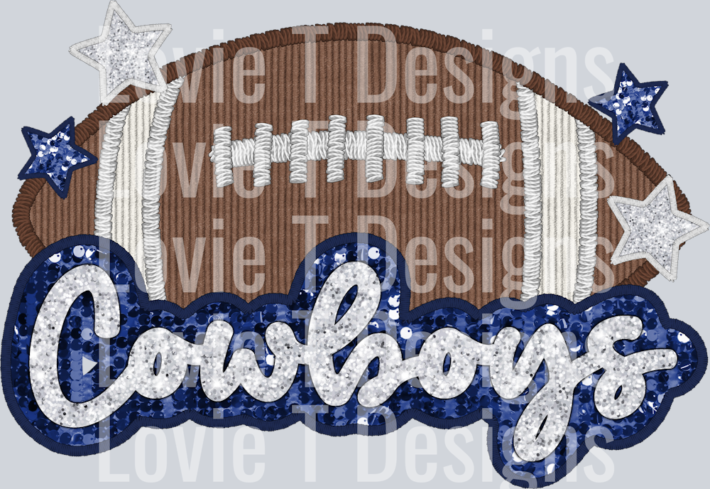 Cowboys Football Faux Applique