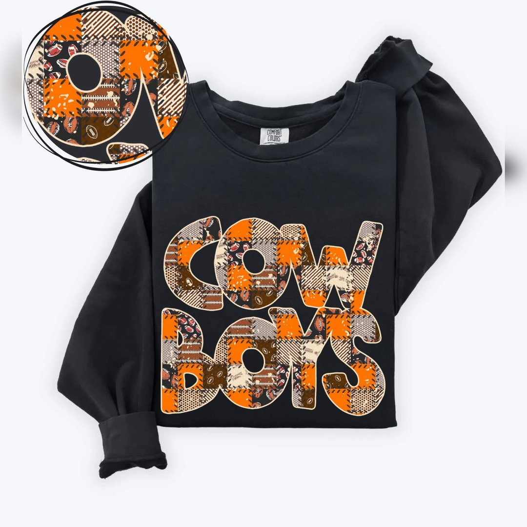 Cowboys Football Quilted Orange (1) – DTF Transfer – product image