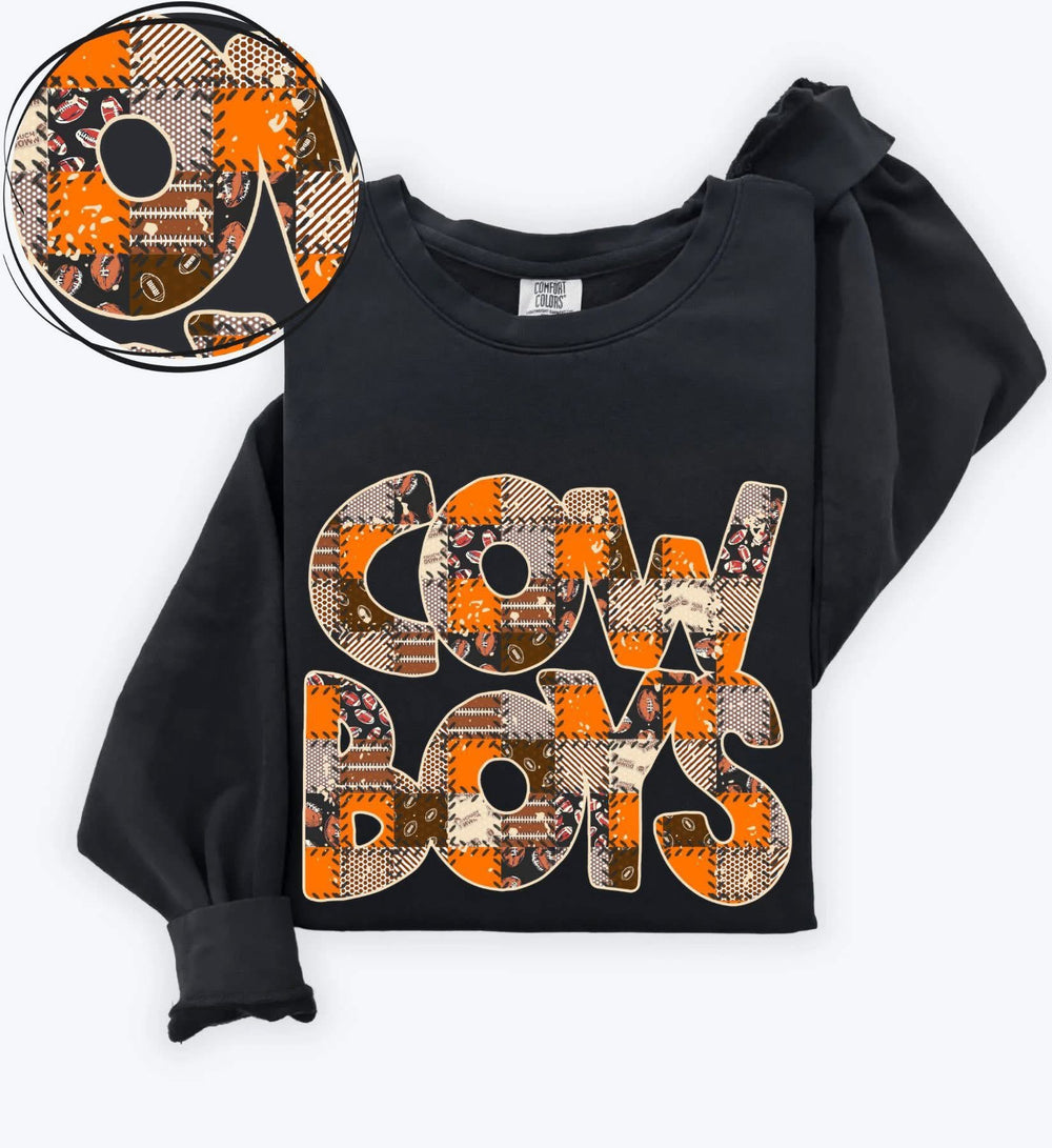 Cowboys Football Quilted Orange (1) DTF transfer design – image 1