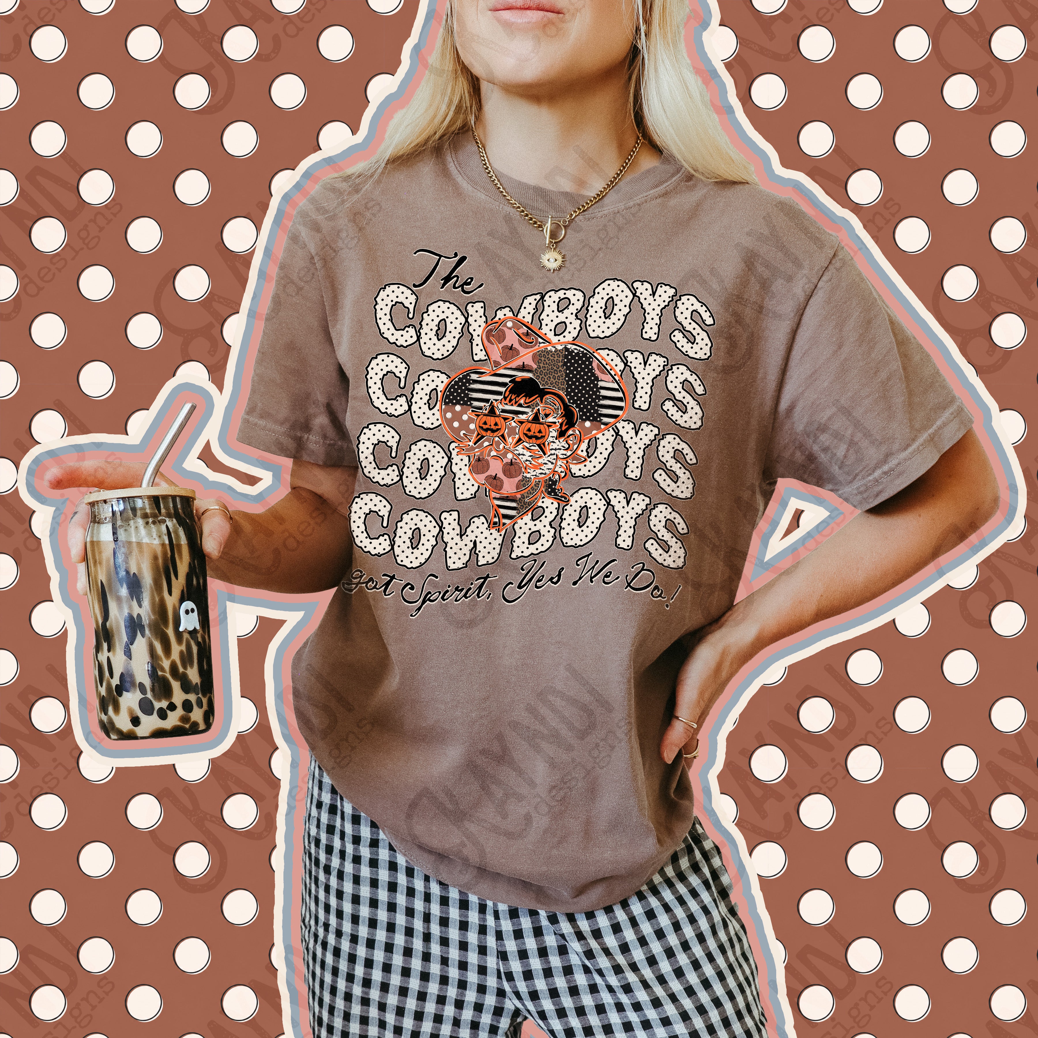 Patchwork Pumpkin Spirit Mascots Cowboys 2 design
