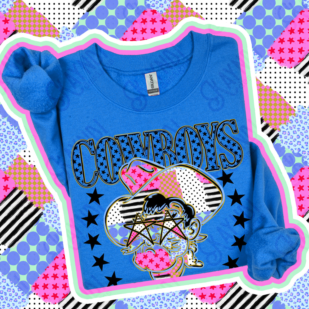 Cowboys 2 Patchwork Varsity Stars mascot DTF transfer