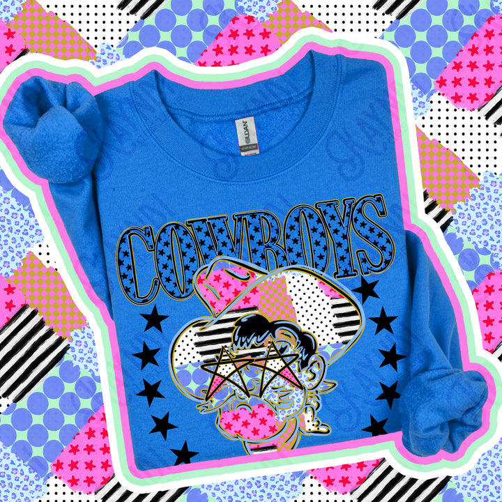 Cowboys 2 Patchwork Varsity Stars mascot DTF transfer