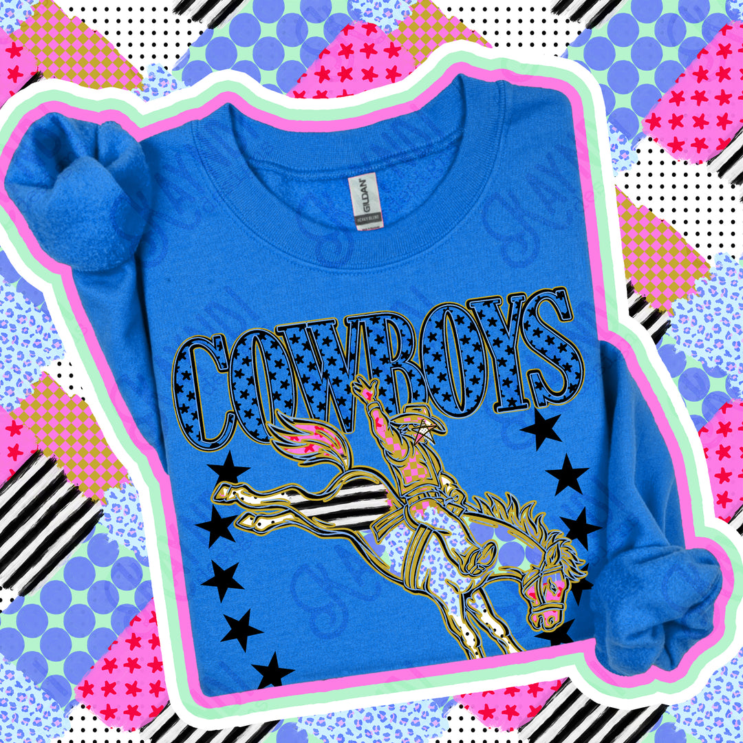 Cowboys 3 Patchwork Varsity Stars mascot DTF transfer