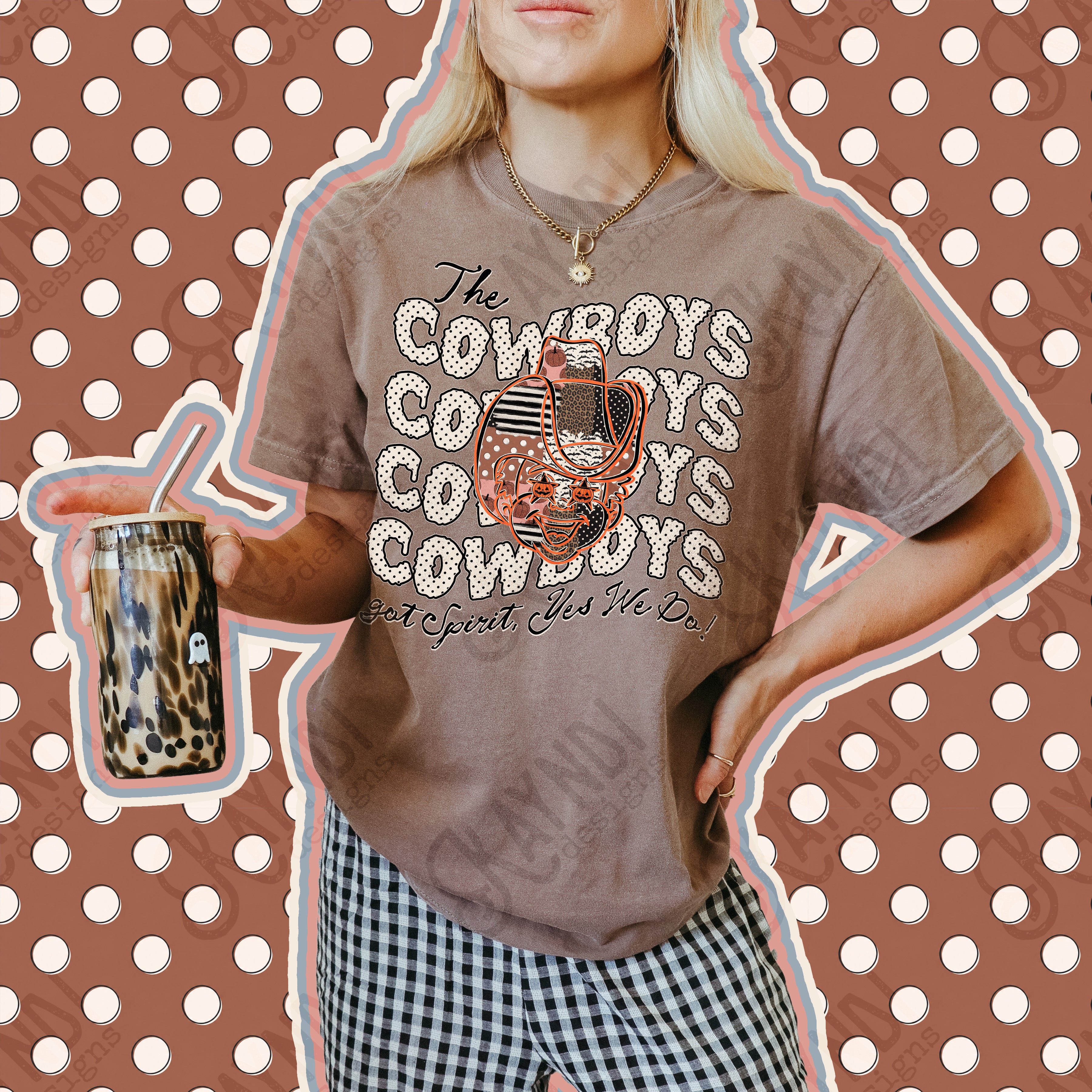 Patchwork Pumpkin Spirit Mascots Cowboys design