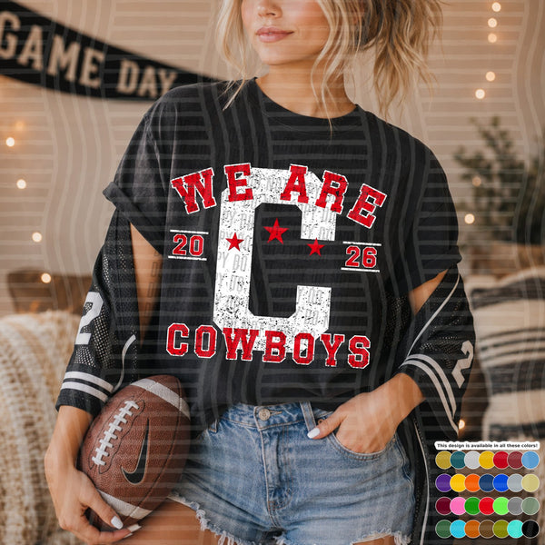 Varsity Initials White Outline Mascots Cowboys design