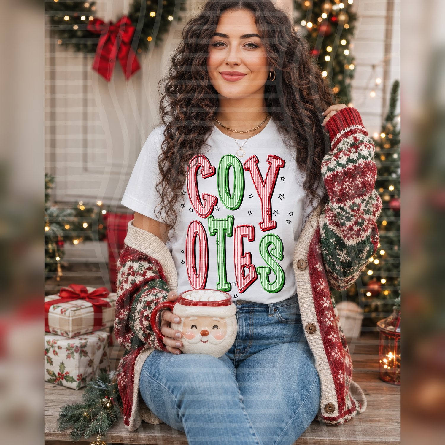 Christmas Seersucker Mascots Coyotes design