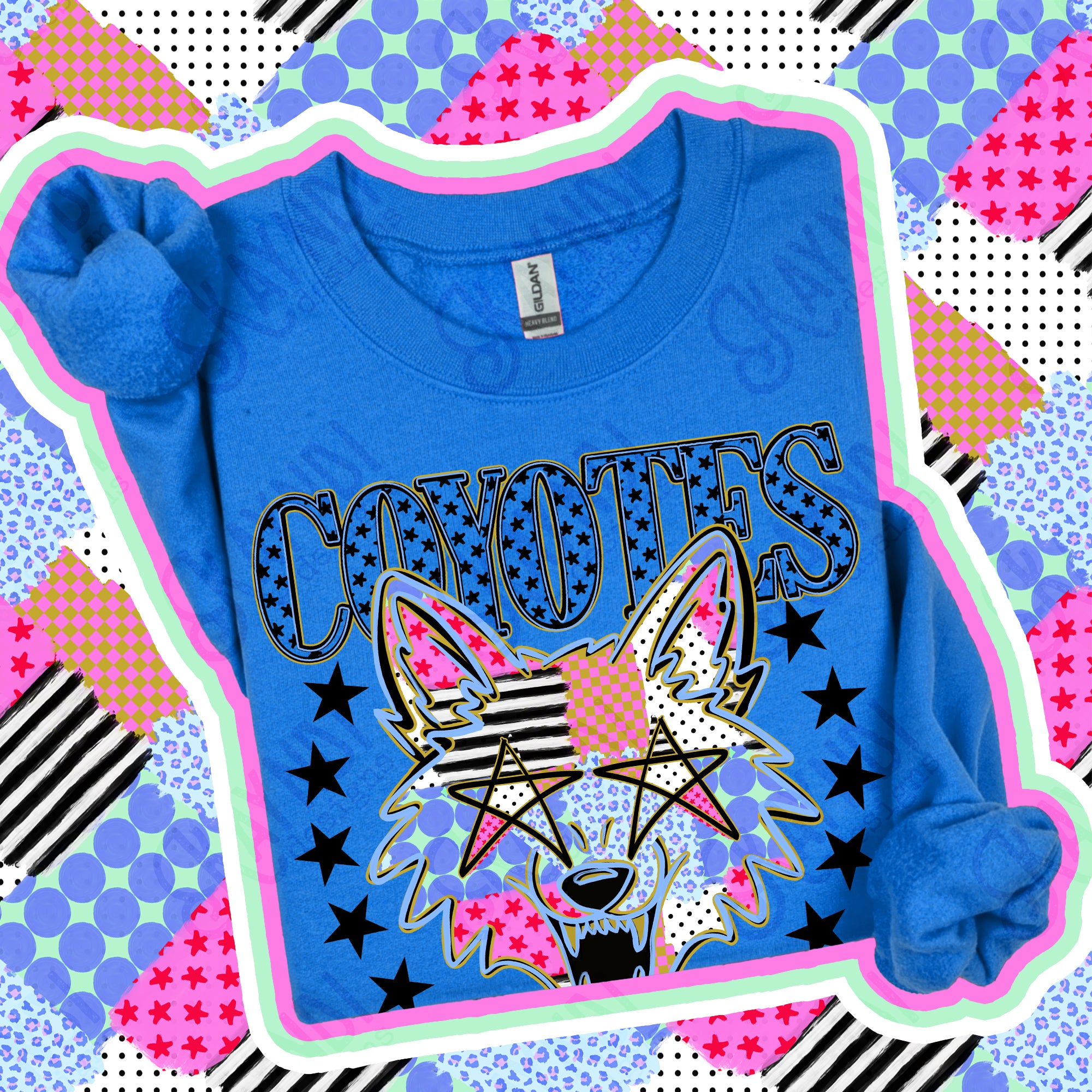 Patchwork Varsity Stars Mascots Coyotes design