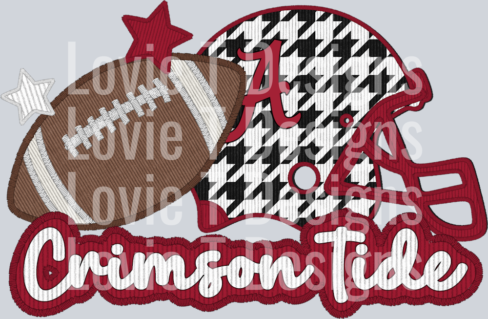 Crimson Tide Checker Logo Football and Helmet Faux Applique