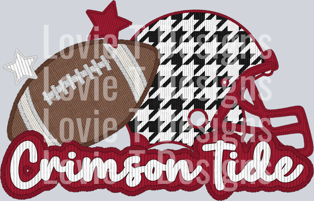 Crimson Tide Helmet and Football Faux Applique