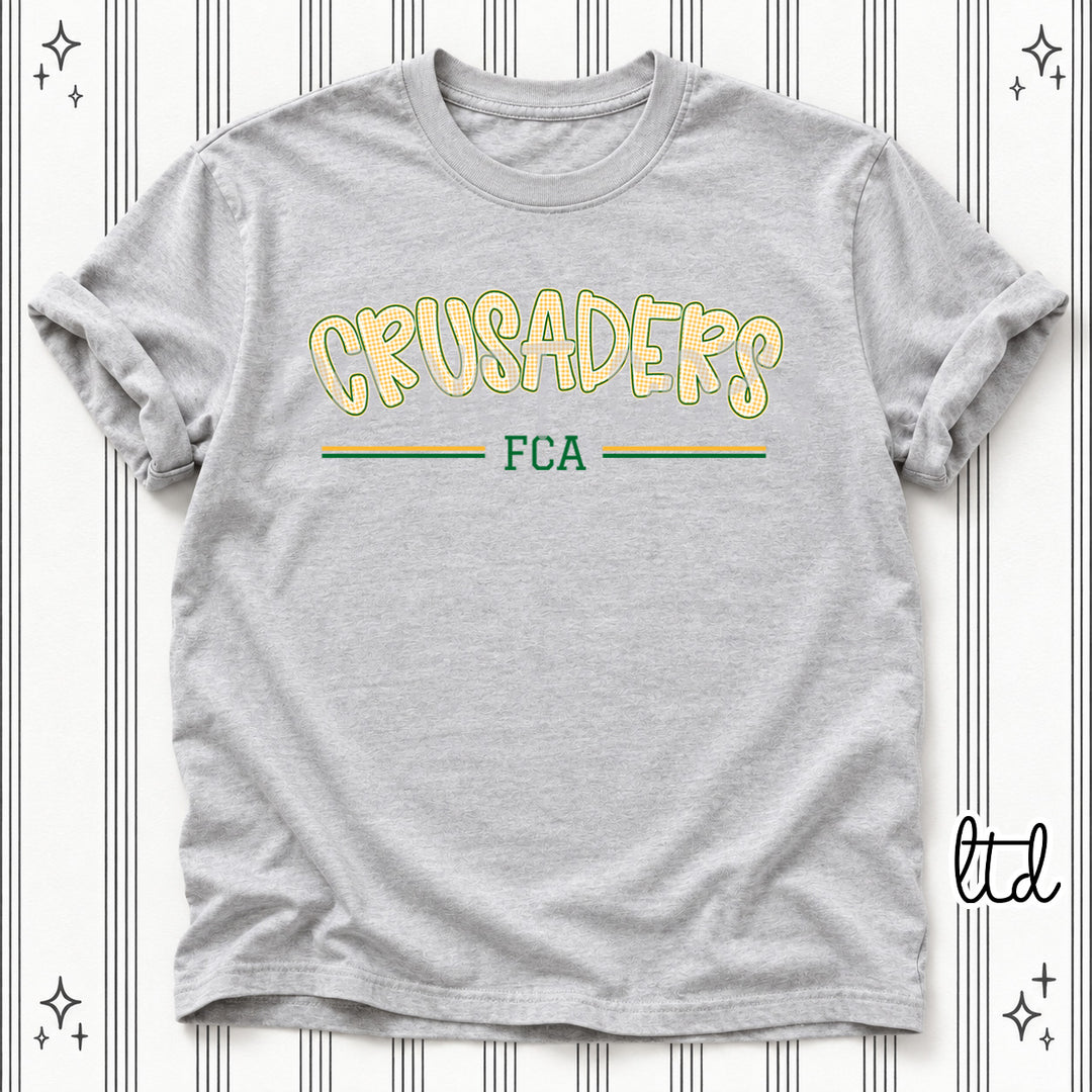 Crusaders FCA Green Yellow Gold Gingham School Spirit DTF transfer