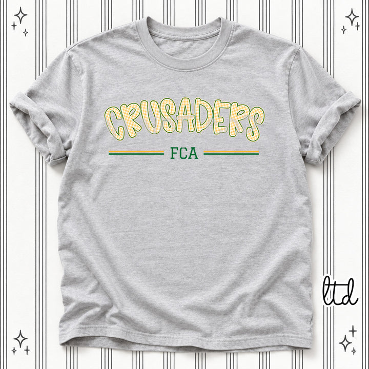 Crusaders FCA Green Yellow Gold Gingham School Spirit DTF transfer