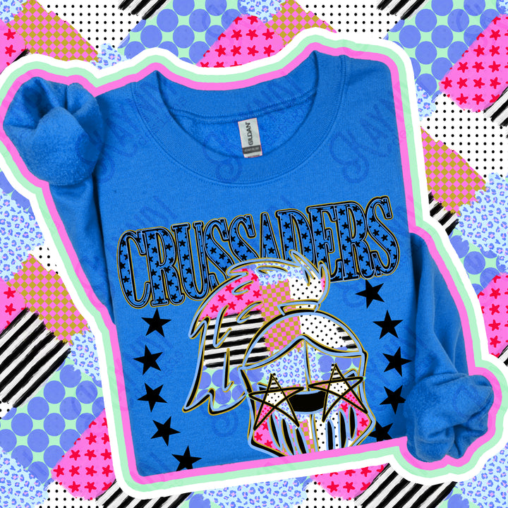 Crussaders Patchwork Varsity Stars mascot DTF transfer