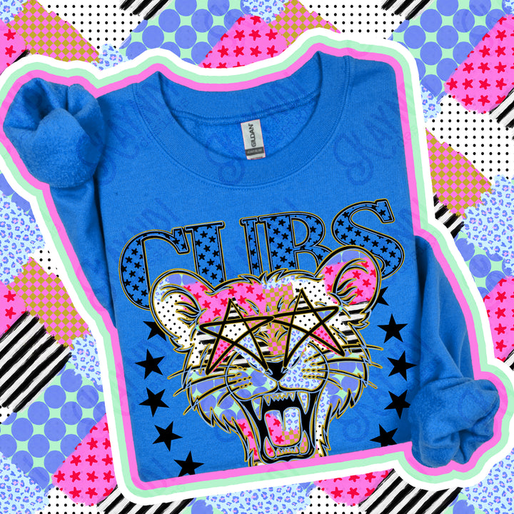 Cubs 2 Patchwork Varsity Stars mascot DTF transfer