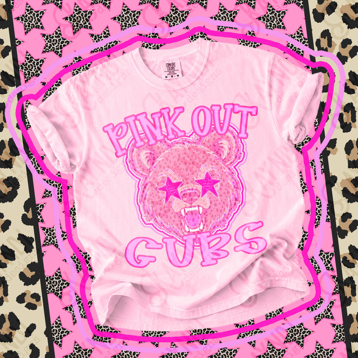 Cubs Pink Out Mascots mascot DTF transfer