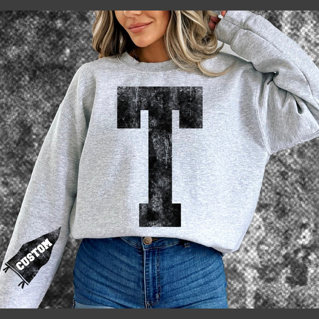 Custom Acid Washed Letter + Custom Sleeve – DTF Transfer – product image