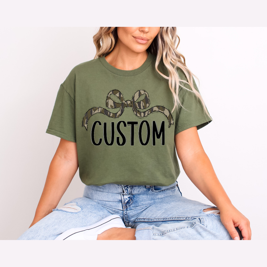 Custom Bottomland Black Font Wide Bow – DTF Transfer – product image