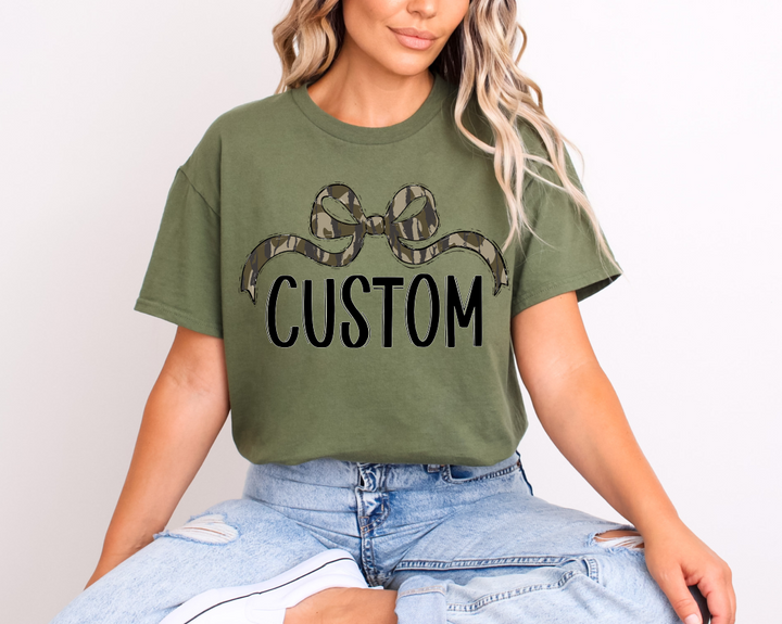 Custom Bottomland Black Font Wide Bow DTF transfer design