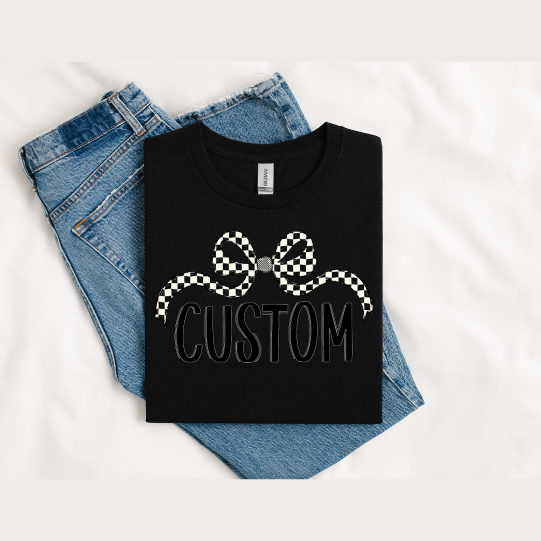 Custom Checker Wide Bow – DTF Transfer – product image