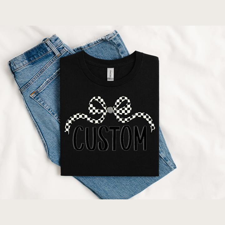 Custom Checker Wide Bow – DTF Transfer – product image