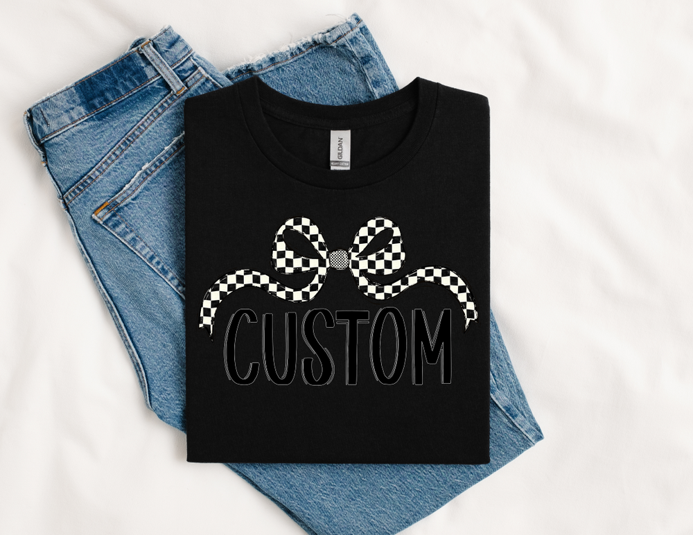 Custom Checker Wide Bow DTF transfer design