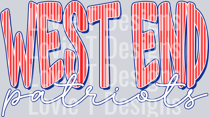 CUSTOM SEERSUCKER WEST END PATRIOTS RED PAPER ROYAL BLUE OUTLINE