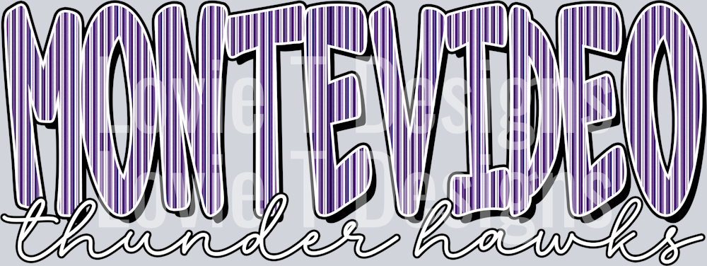 CUSTOM SEERSUCKER WORD Montevideo Thunder Hawks Purple