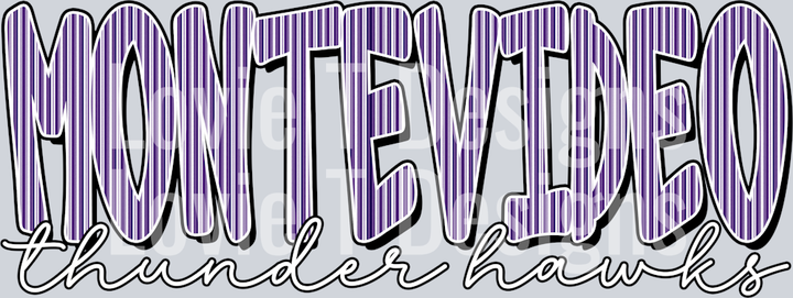CUSTOM SEERSUCKER WORD Montevideo Thunder Hawks Purple